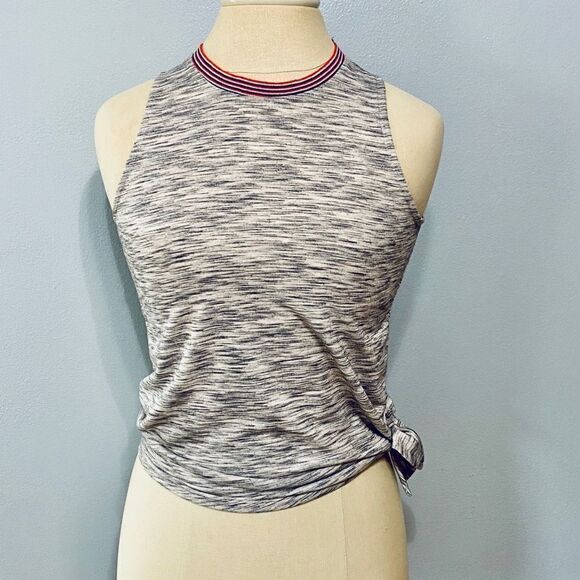 Marled Gray Side Tie Tank - Picture 1 of 10